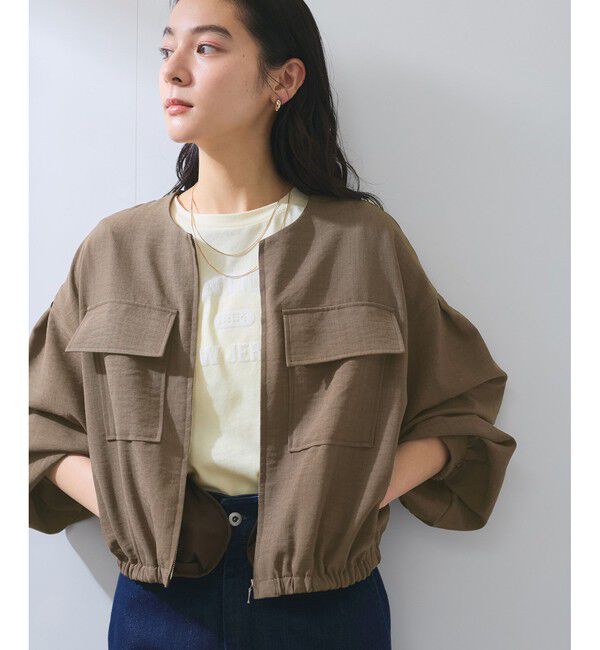 VIS「【WEB限定】気流染めリネンライクダブルポケットブルゾン【防シワ/UVケア/接触冷感/洗える】」|ブルゾン・スタジャン|