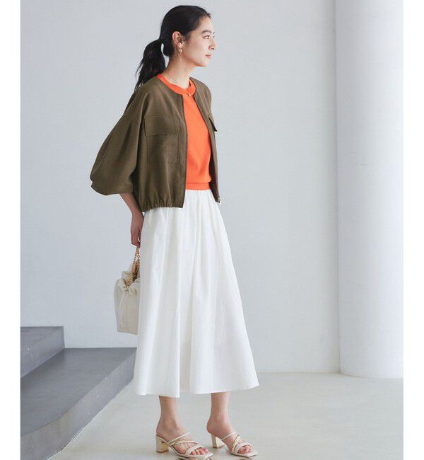 VIS「【WEB限定】気流染めリネンライクダブルポケットブルゾン【防シワ/UVケア/接触冷感/洗える】」|ブルゾン・スタジャン|