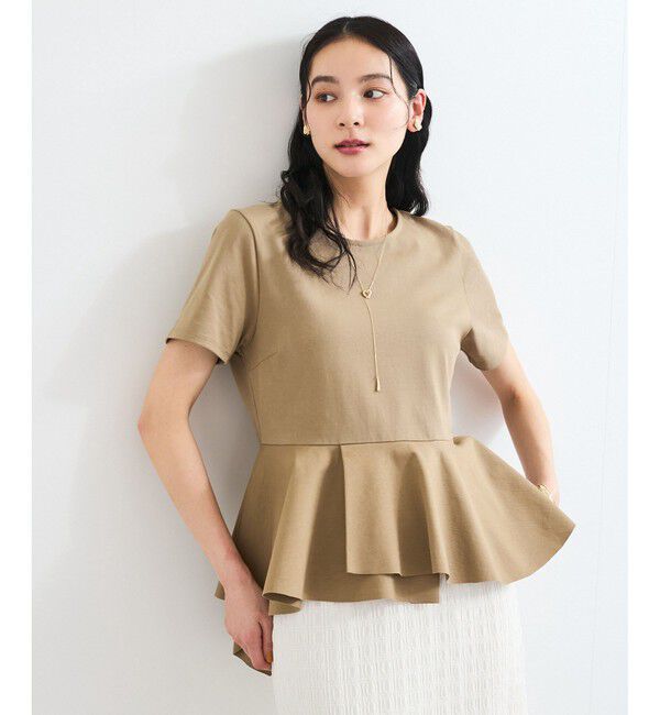 VIS「イレギュラーヘム異素材ドッキングペプラムプルオーバー」|Tシャツ・カットソー|カーキー系(38)