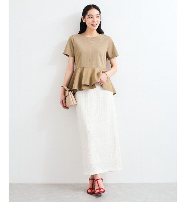 VIS「イレギュラーヘム異素材ドッキングペプラムプルオーバー」|Tシャツ・カットソー|