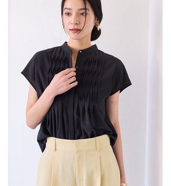 VIS「【接触冷感/洗える】気流染めスモッキングブラウス」|シャツ・ブラウス|