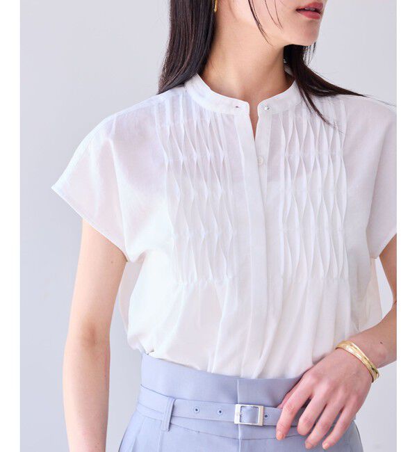 VIS「【接触冷感/洗える】気流染めスモッキングブラウス」|シャツ・ブラウス|