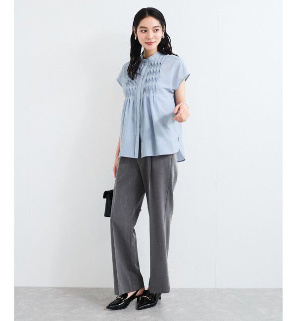 VIS「【接触冷感/洗える】気流染めスモッキングブラウス」|シャツ・ブラウス|