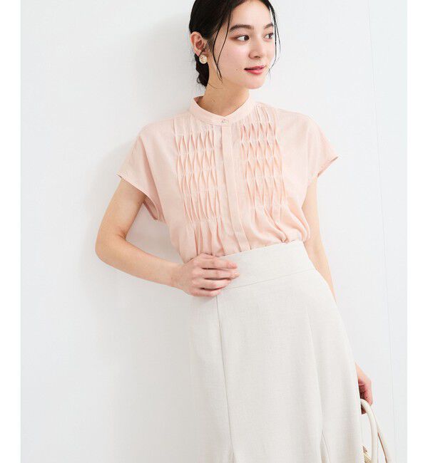 VIS「【接触冷感/洗える】気流染めスモッキングブラウス」|シャツ・ブラウス|