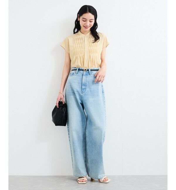 VIS「【接触冷感/洗える】気流染めスモッキングブラウス」|シャツ・ブラウス|