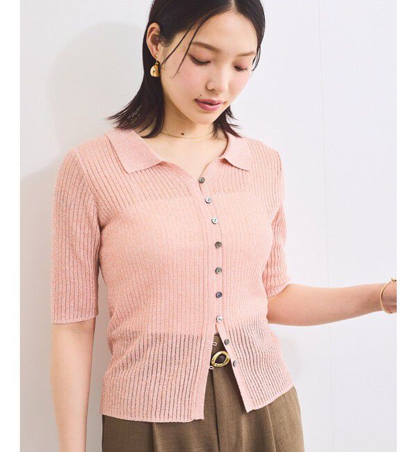 VIS「半袖サマーニットポロカーディガン」|ニット・セーター|