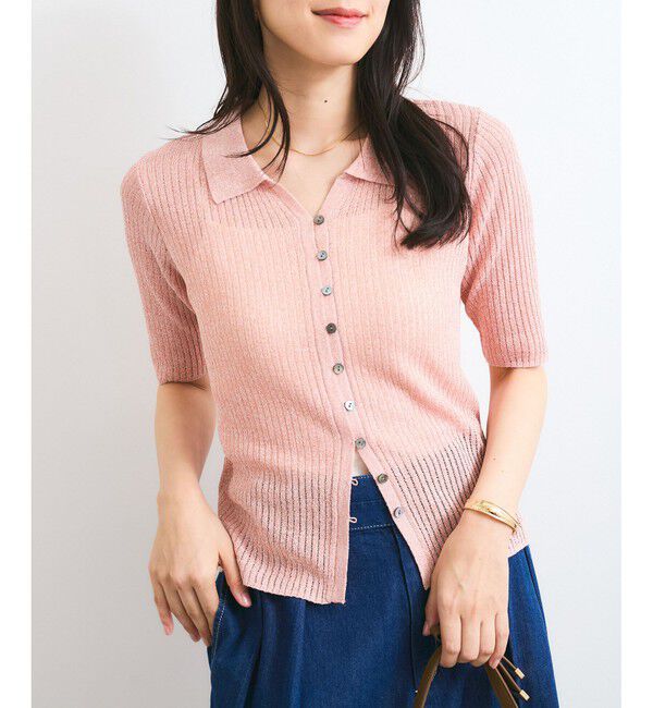 VIS「半袖サマーニットポロカーディガン」|ニット・セーター|