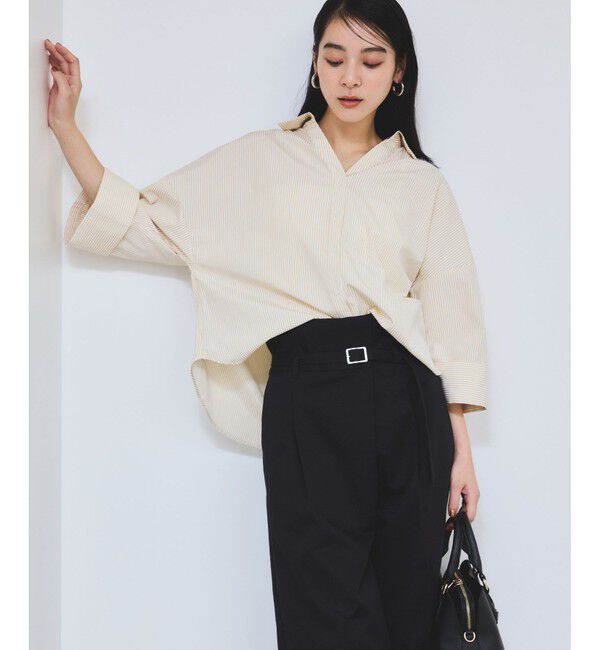 VIS「【WEB限定】スキッパーワイドスリーブシャツ/通勤対応」|シャツ・ブラウス|ベージュ系(28)