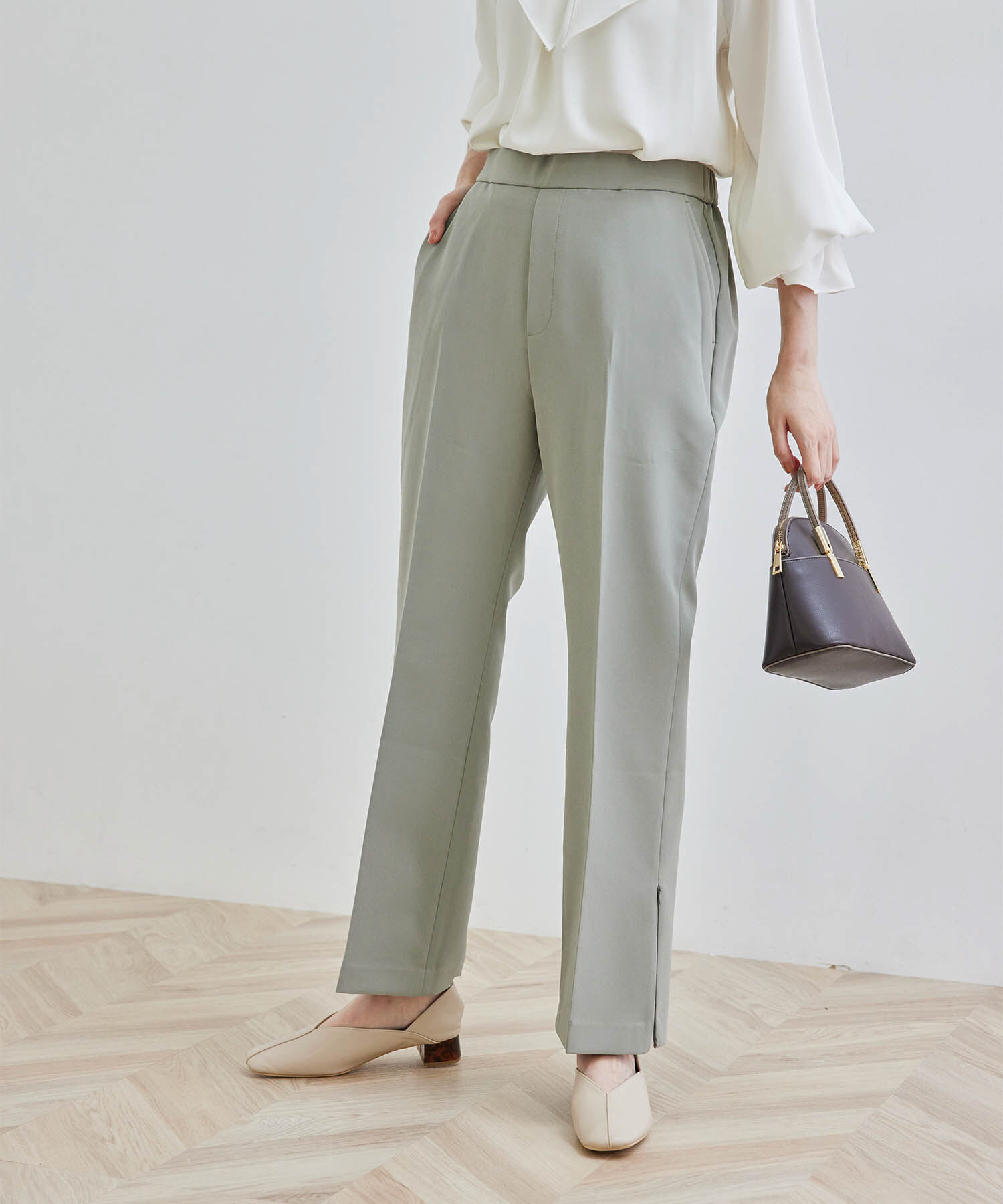 Rope&rsquo;Picnic「【ラク美】ファスナースリットパンツ」|その他|ライトグリーン(33)