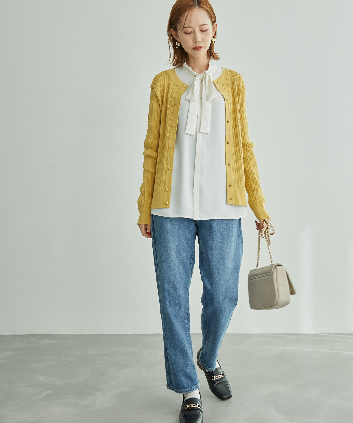 Rope&rsquo;Picnic「ミニケーブルニット金釦カーディガン」|カーディガン|