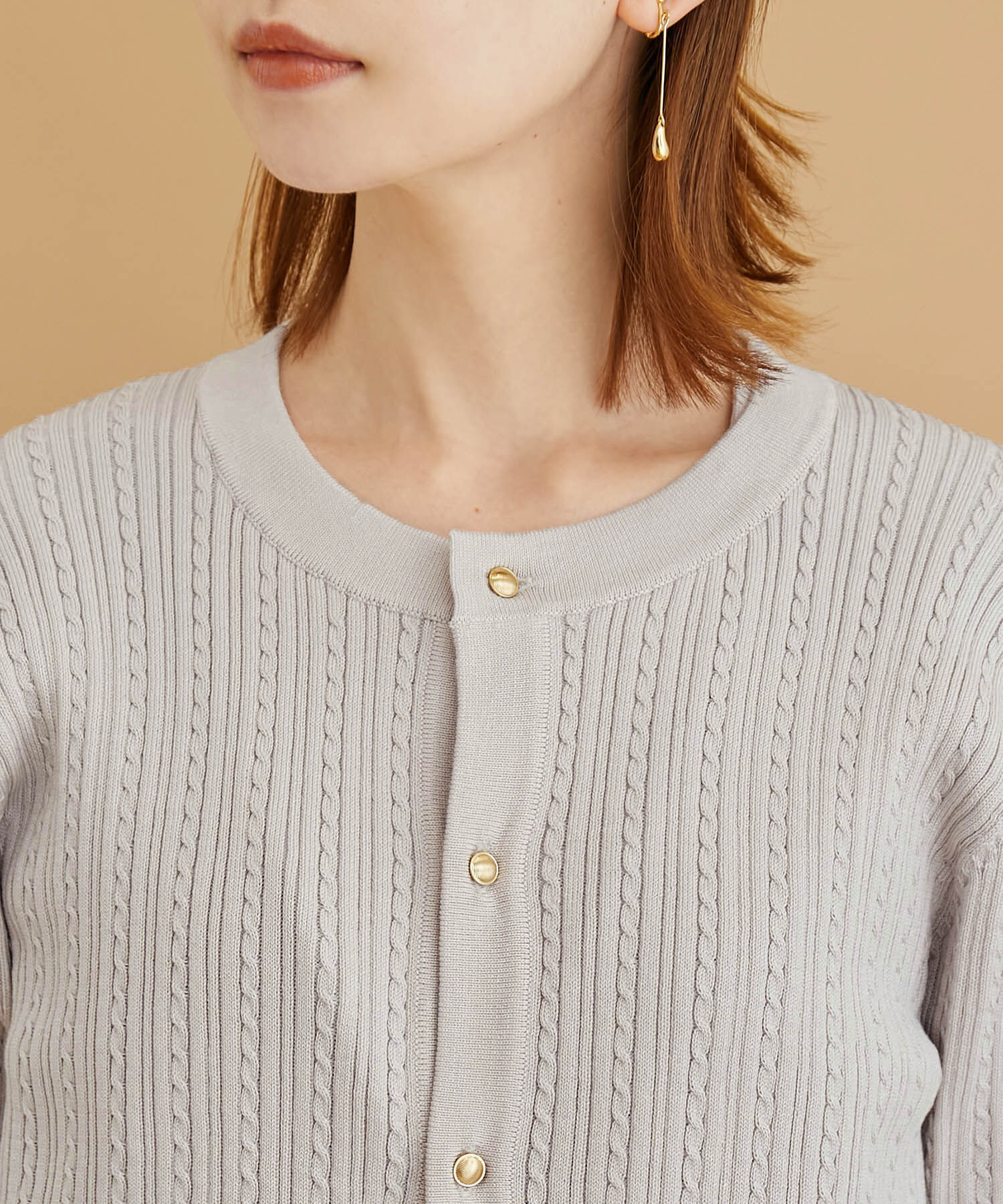 Rope&rsquo;Picnic「ミニケーブルニット金釦カーディガン」|カーディガン|