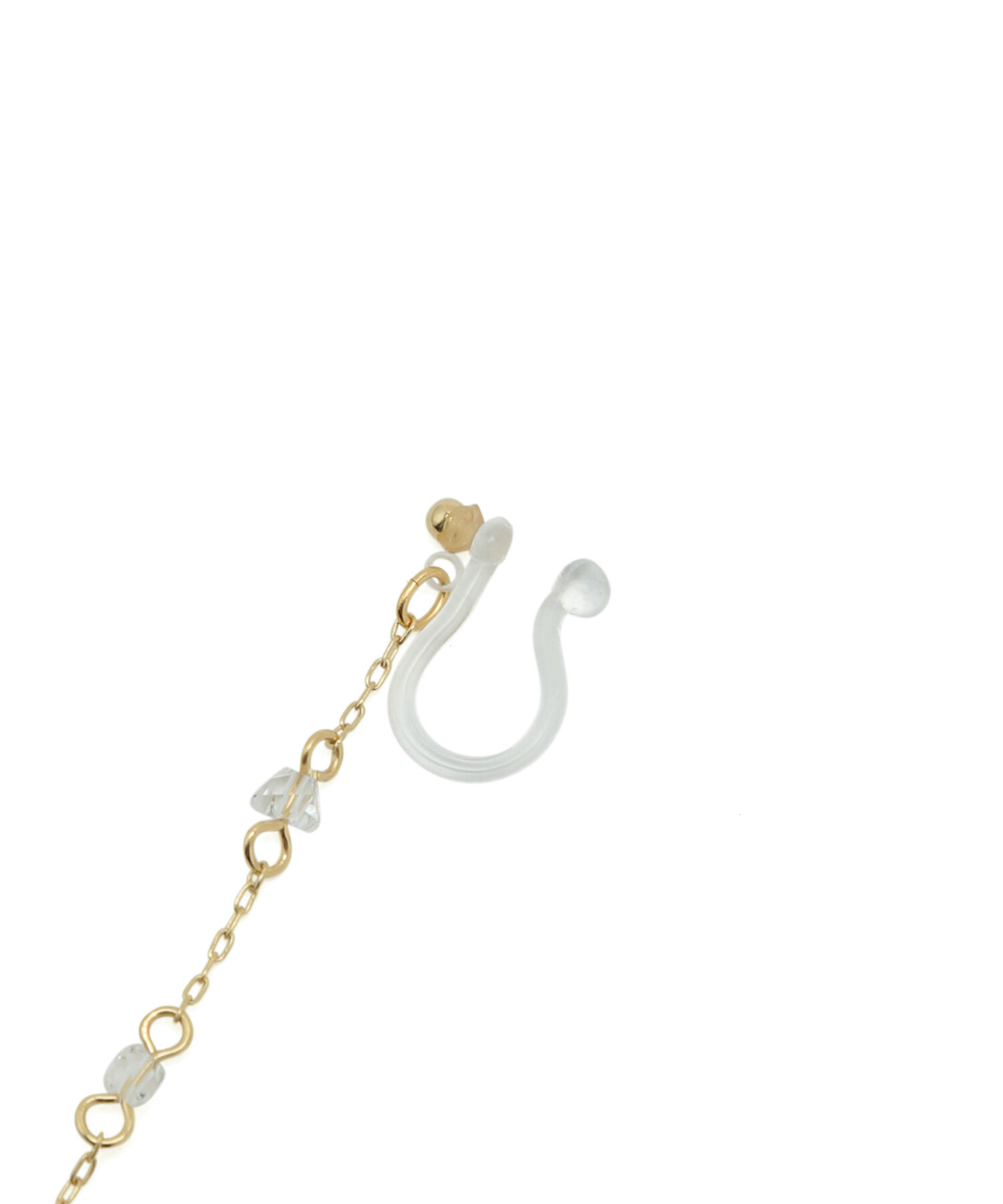 ROPE PICNIC PASSAGE「カットガラスビーズロングチェーンノンホールピアス」|イヤリング|