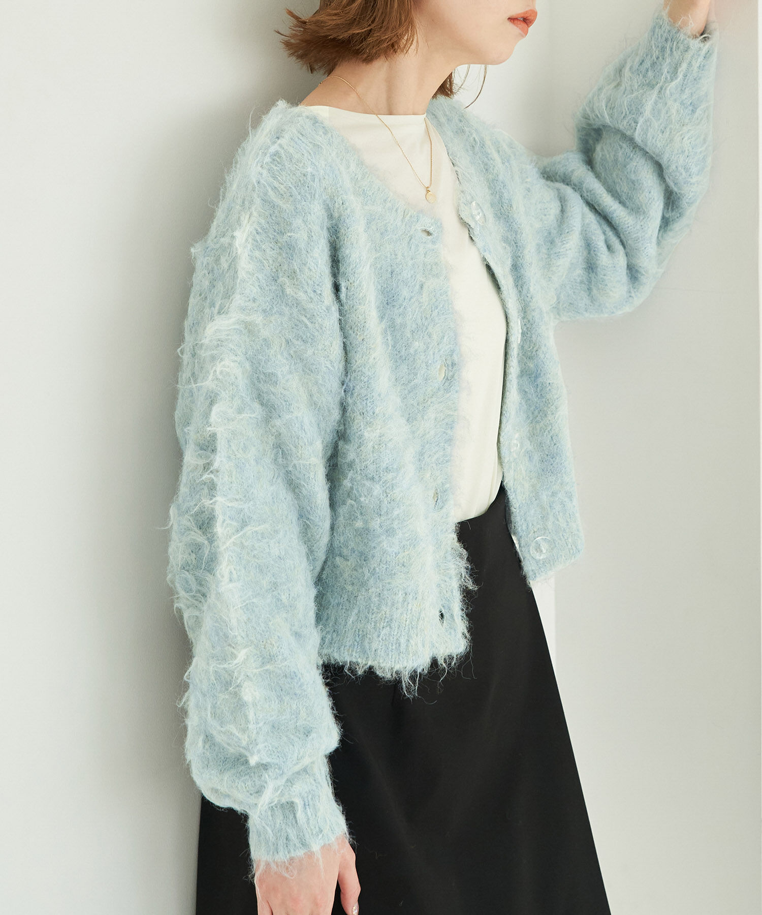 Rope&rsquo;Picnic「【一部店舗限定】2WAY/MIX起毛ヤーンカーディガン」|カーディガン|サックス(48)