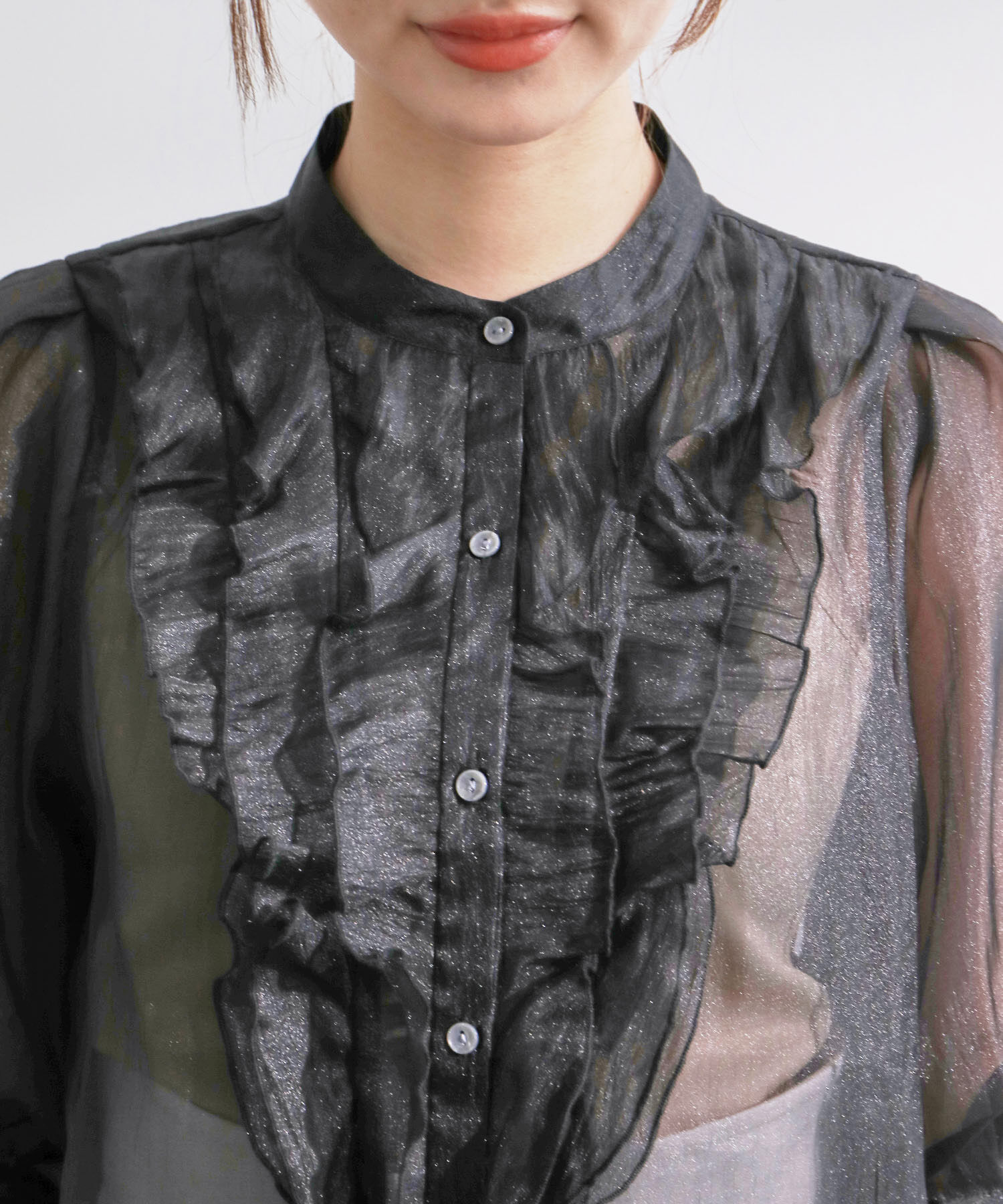 Rope&rsquo;Picnic「【WEB限定】シアーフリルハーフスリーブブラウス」|シャツ・ブラウス|