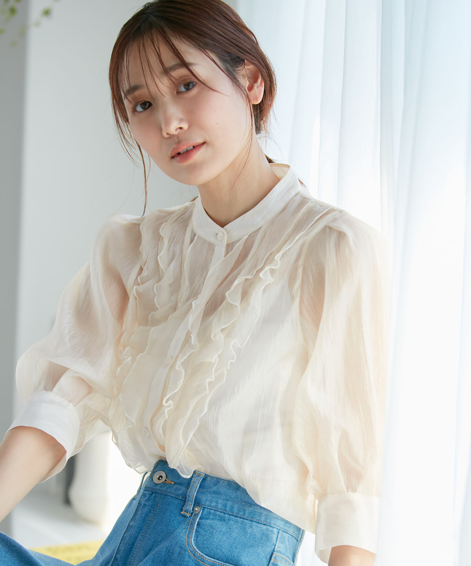 Rope&rsquo;Picnic「【WEB限定】シアーフリルハーフスリーブブラウス」|シャツ・ブラウス|