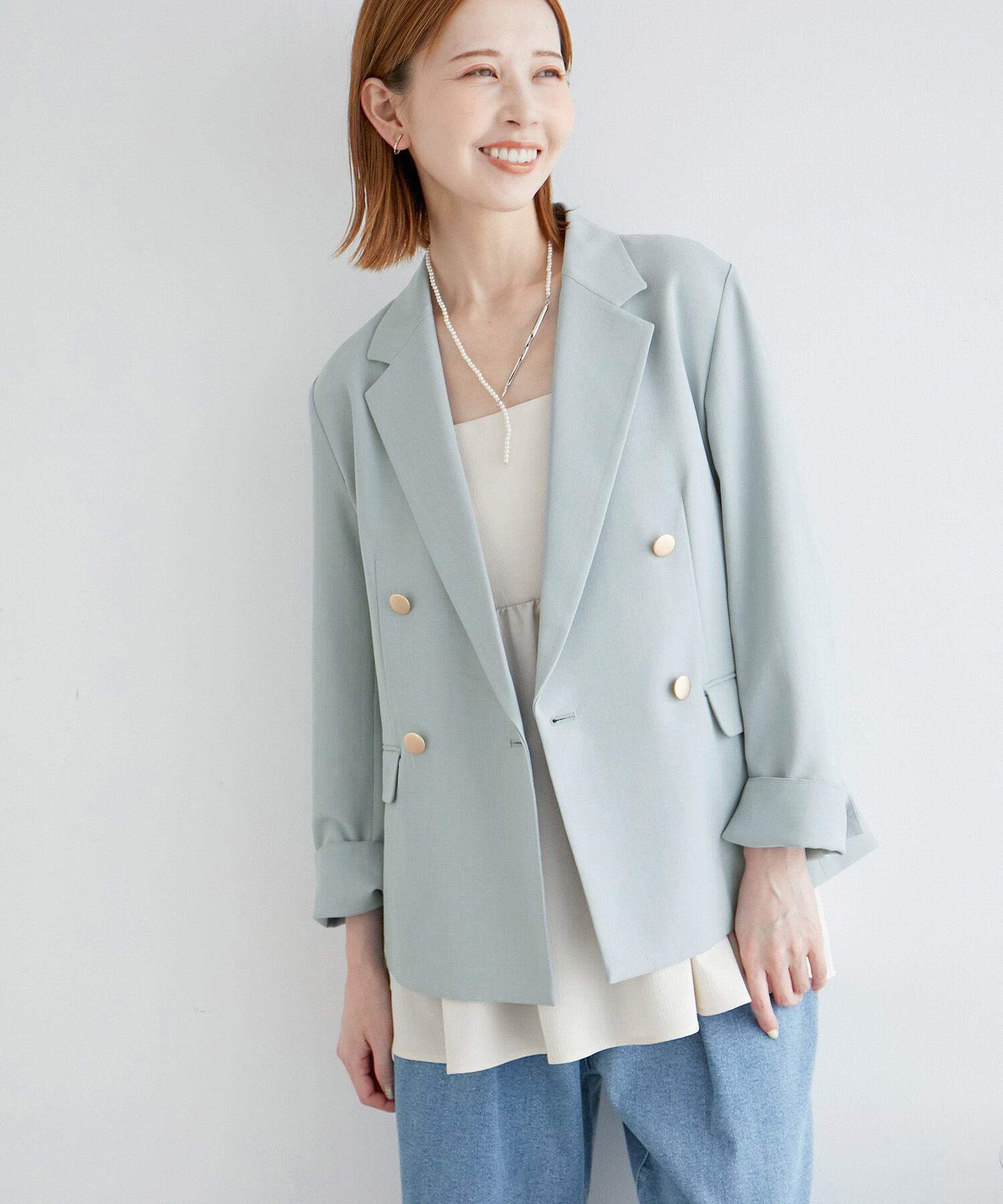 Rope&rsquo;Picnic「【ご好評につき追加生産】金ボタンジャケット/UVカット・接触冷感・セットアップ対応・リンクコーデ」|テーラードジャケット|