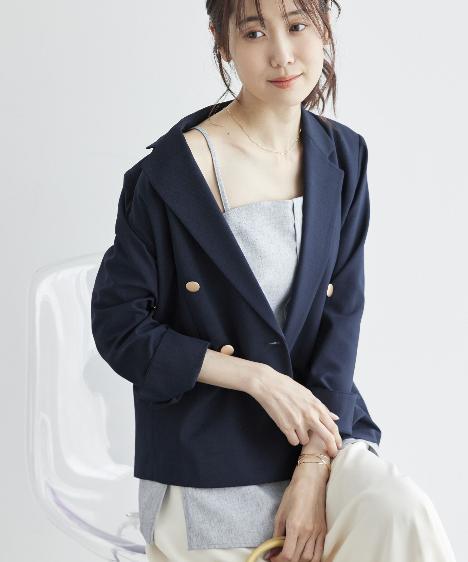 Rope&rsquo;Picnic「【ご好評につき追加生産】金ボタンジャケット/UVカット・接触冷感・セットアップ対応・リンクコーデ」|テーラードジャケット|