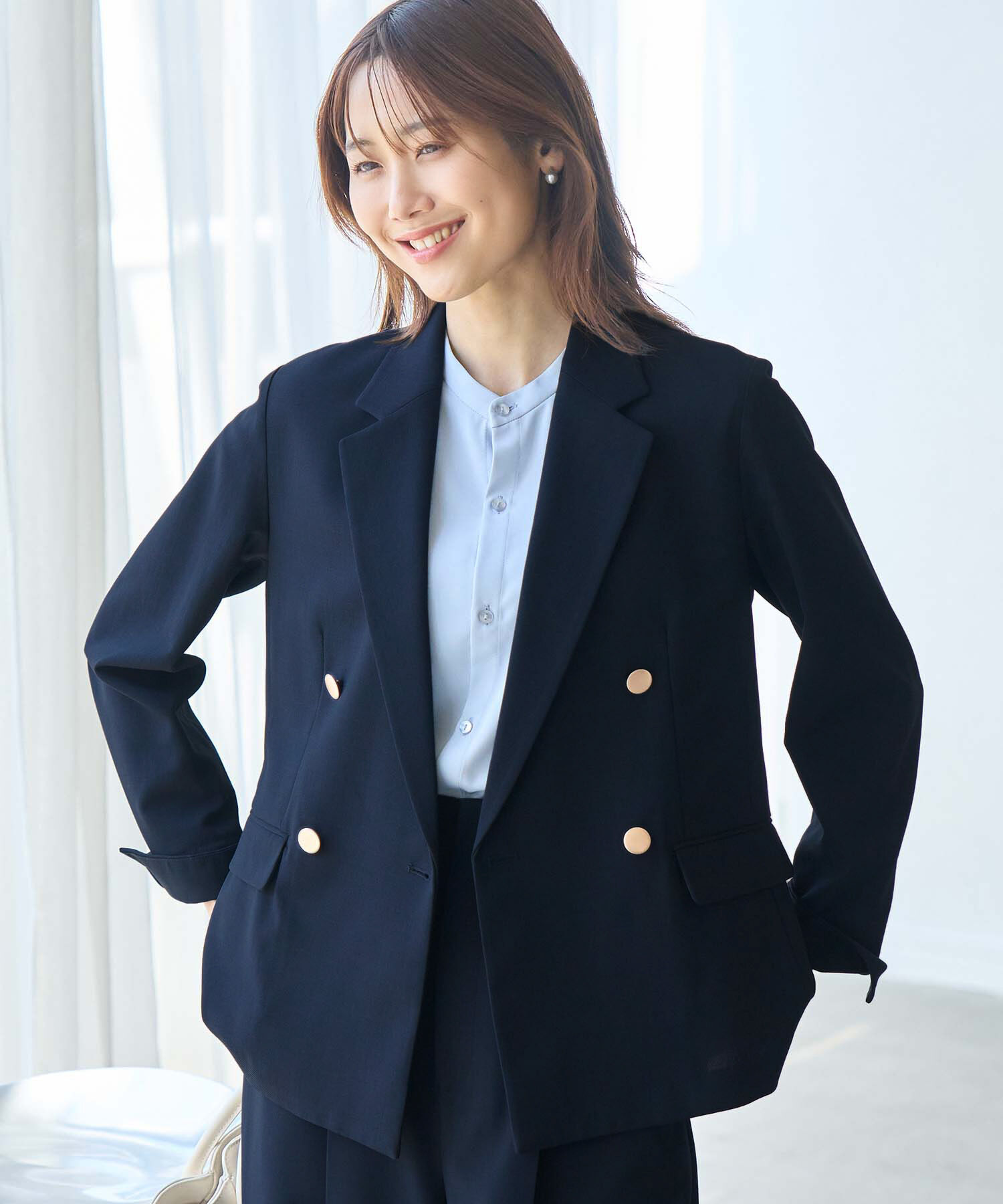 Rope&rsquo;Picnic「【ご好評につき追加生産】金ボタンジャケット/UVカット・接触冷感・セットアップ対応・リンクコーデ」|テーラードジャケット|