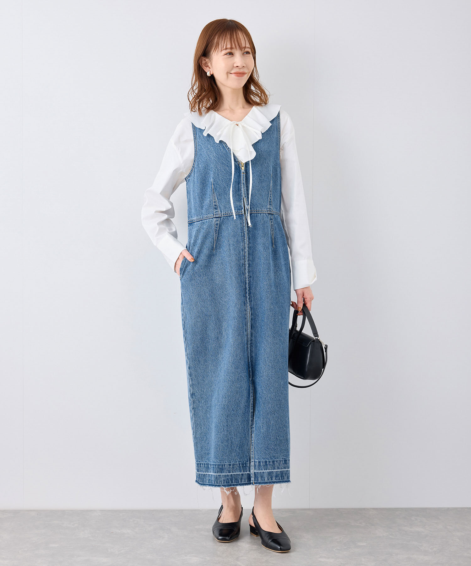 Rope&rsquo;Picnic「デニムジャンスカワンピース」|ジャンパースカート|