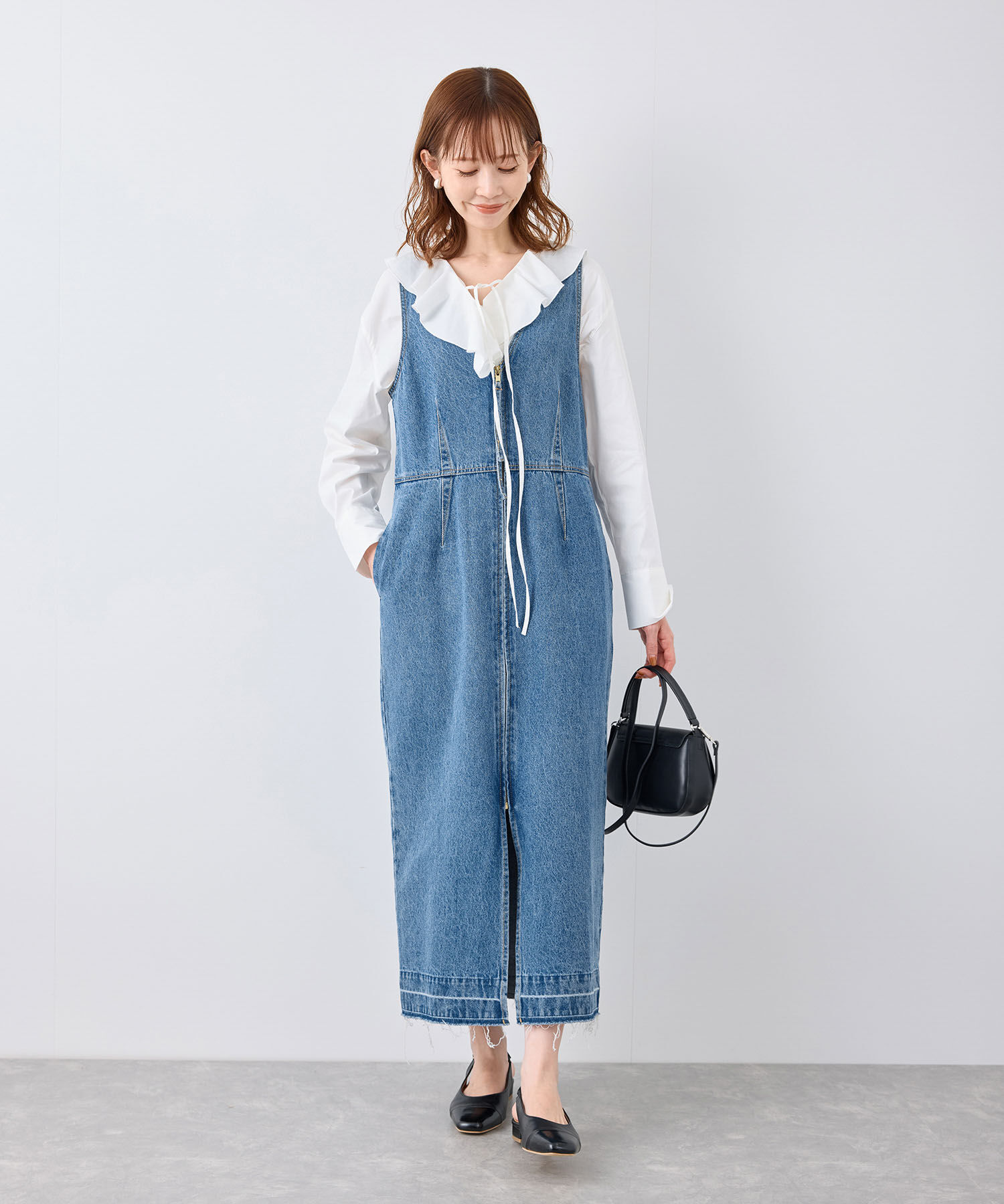 Rope&rsquo;Picnic「デニムジャンスカワンピース」|ジャンパースカート|