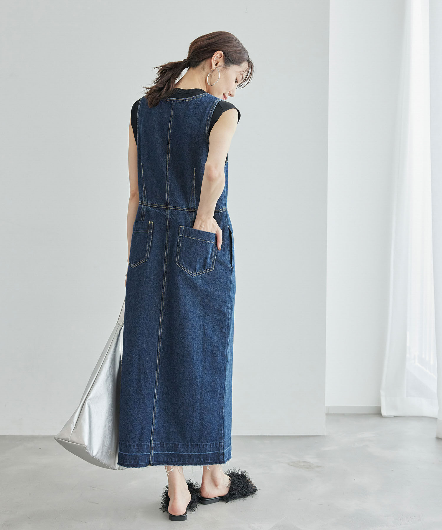 Rope&rsquo;Picnic「デニムジャンスカワンピース」|ジャンパースカート|