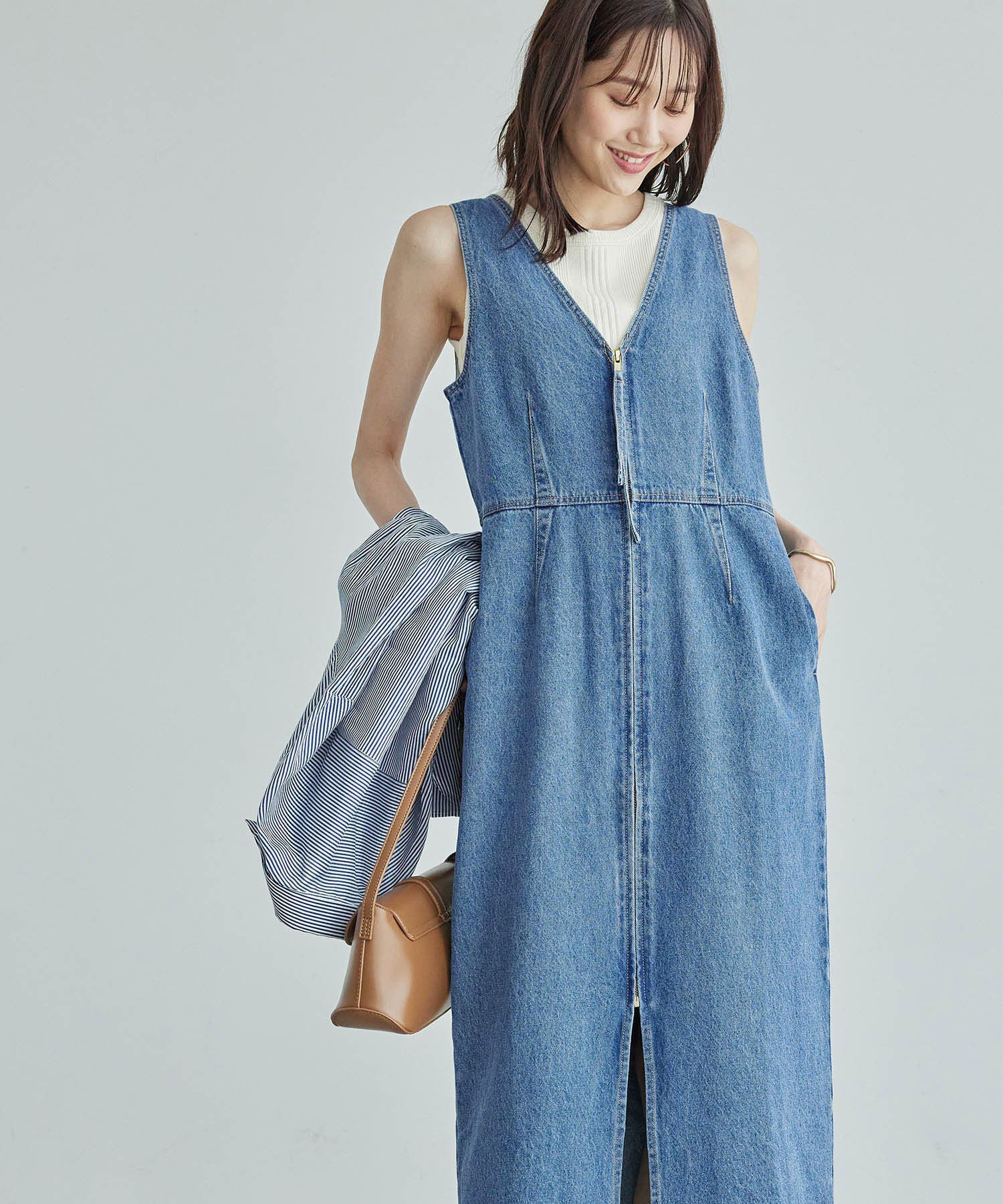 Rope&rsquo;Picnic「デニムジャンスカワンピース」|ジャンパースカート|