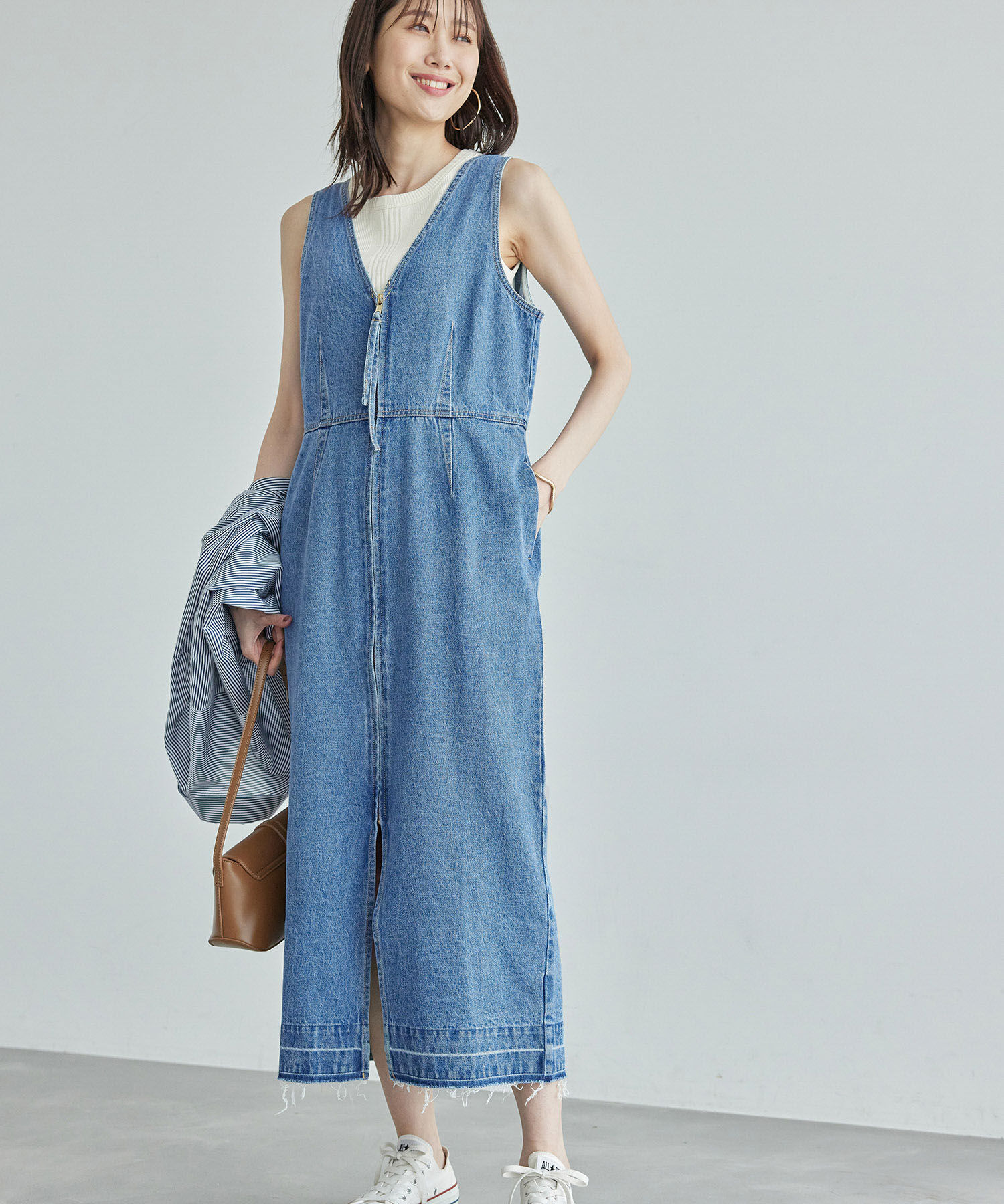 Rope&rsquo;Picnic「デニムジャンスカワンピース」|ジャンパースカート|