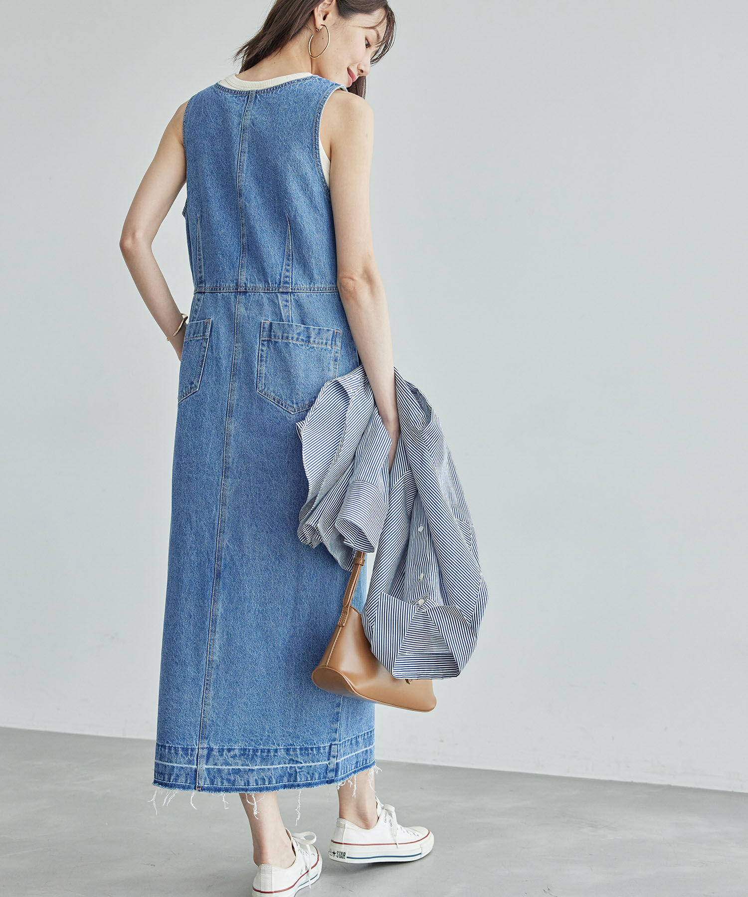 Rope&rsquo;Picnic「デニムジャンスカワンピース」|ジャンパースカート|