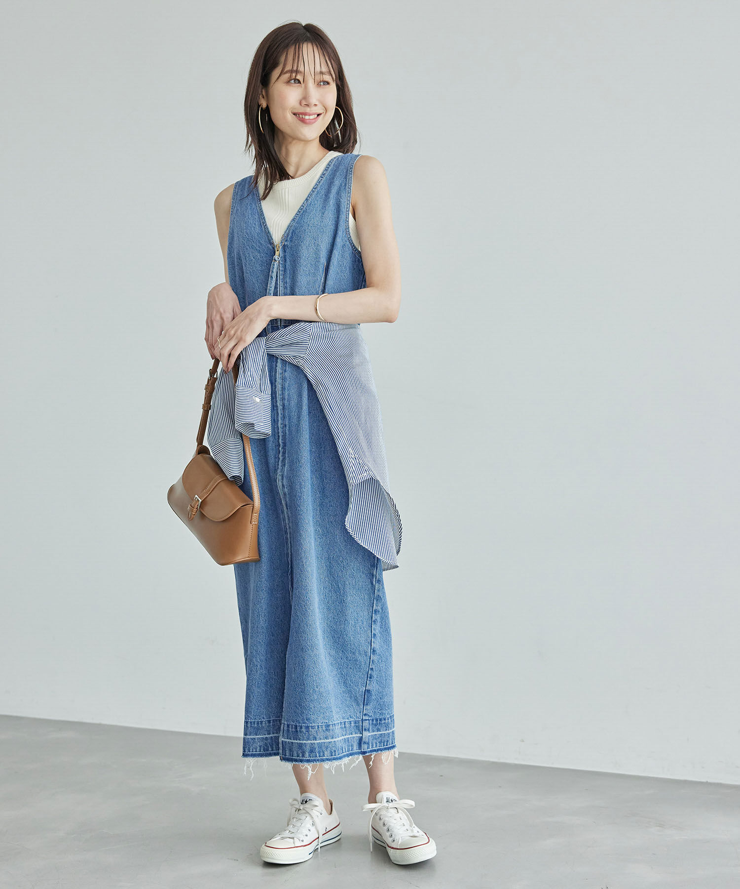 Rope&rsquo;Picnic「デニムジャンスカワンピース」|ジャンパースカート|