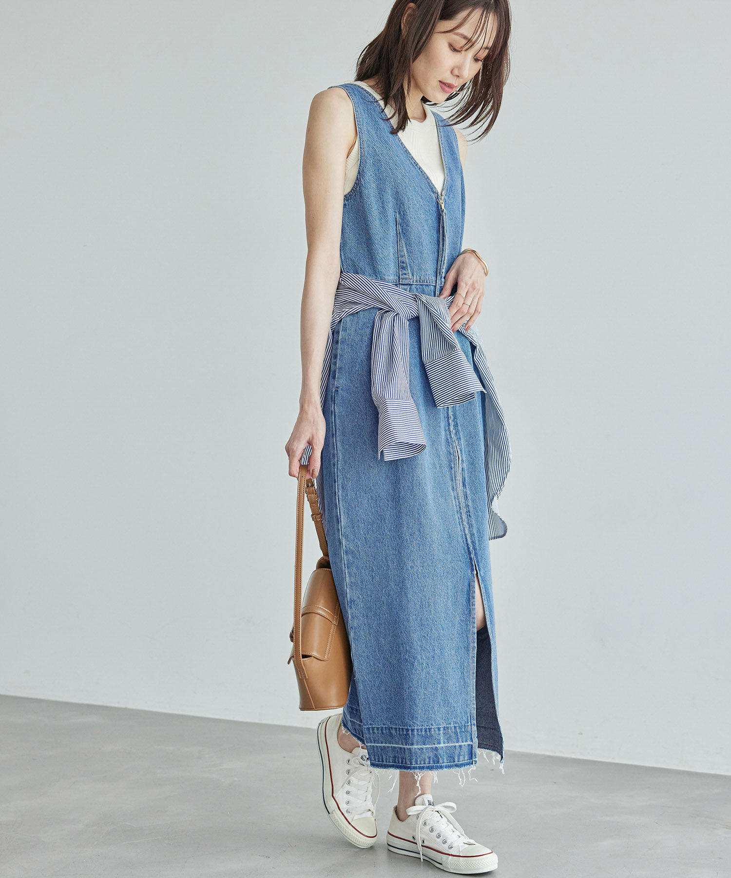 Rope&rsquo;Picnic「デニムジャンスカワンピース」|ジャンパースカート|