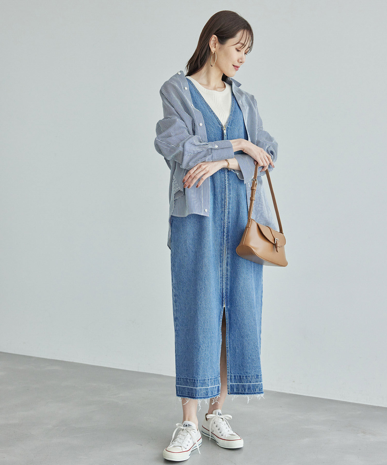 Rope&rsquo;Picnic「デニムジャンスカワンピース」|ジャンパースカート|