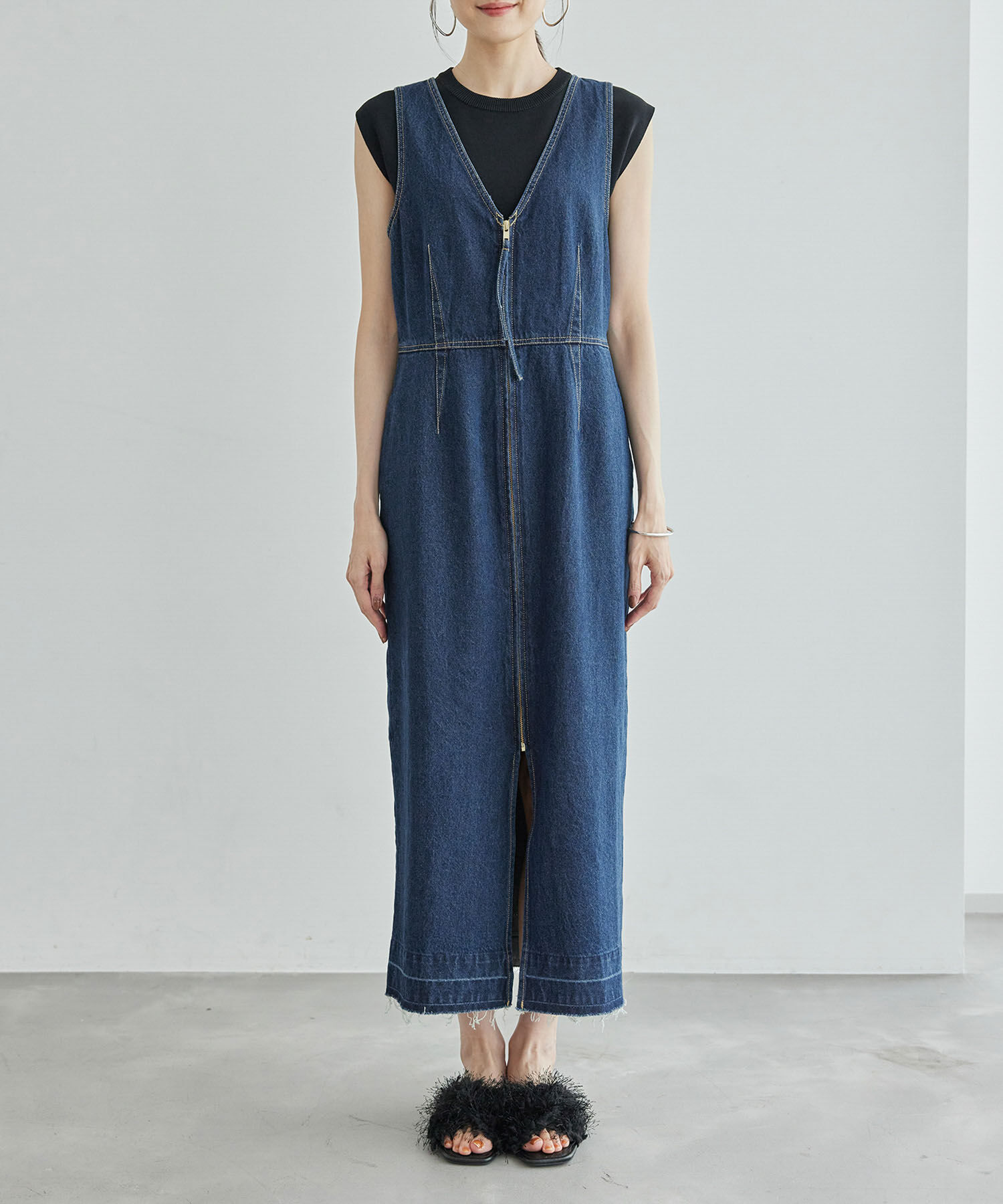 Rope&rsquo;Picnic「デニムジャンスカワンピース」|ジャンパースカート|