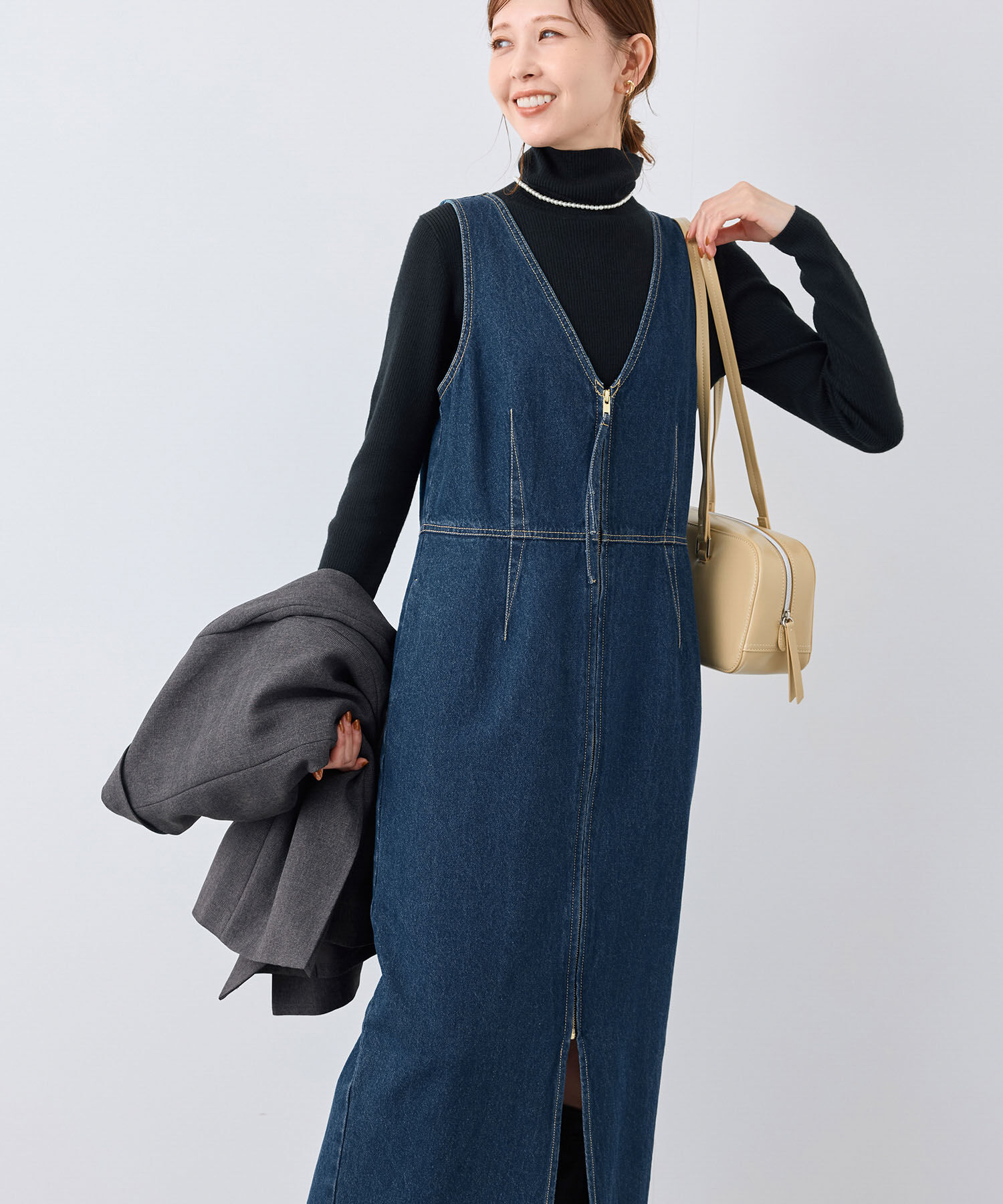 Rope&rsquo;Picnic「デニムジャンスカワンピース」|ジャンパースカート|