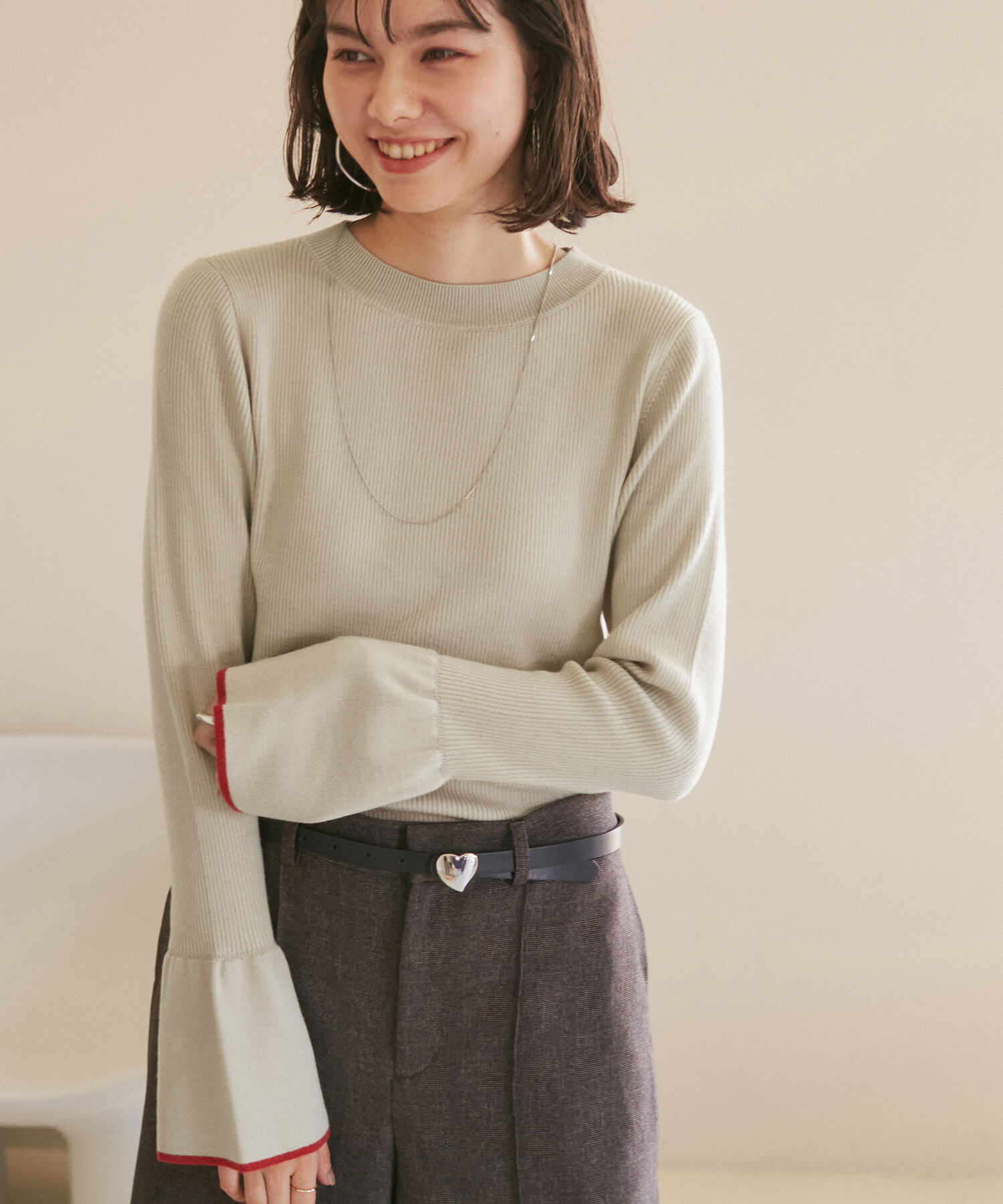 Rope&rsquo;Picnic「【WEB限定】袖フレアニットプルオーバー/アンチピリング・帯電防止・洗濯機OK」|ニット・セーター|