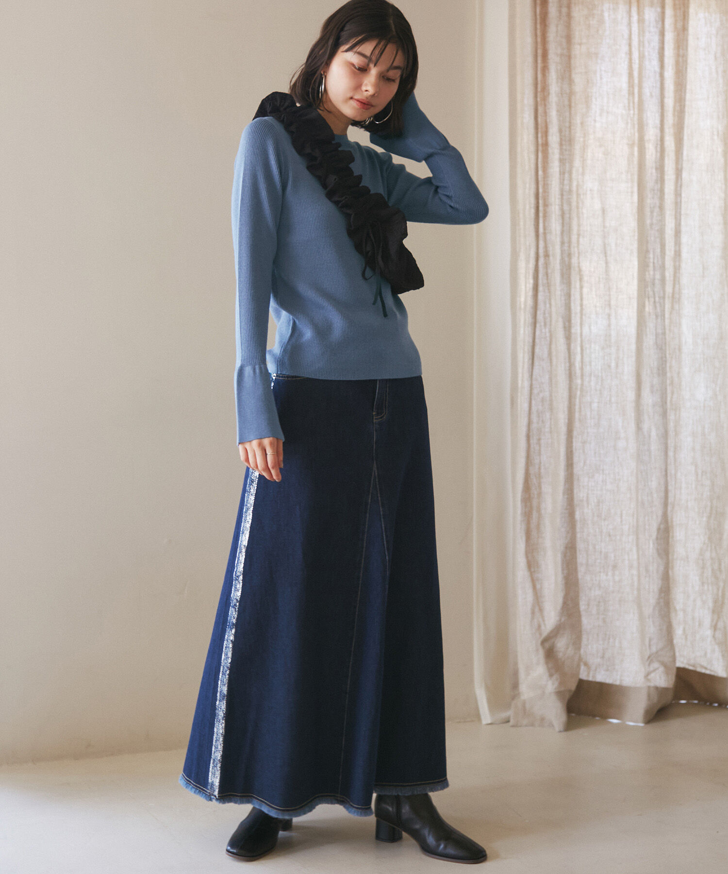 Rope&rsquo;Picnic「【WEB限定】袖フレアニットプルオーバー/アンチピリング・帯電防止・洗濯機OK」|ニット・セーター|