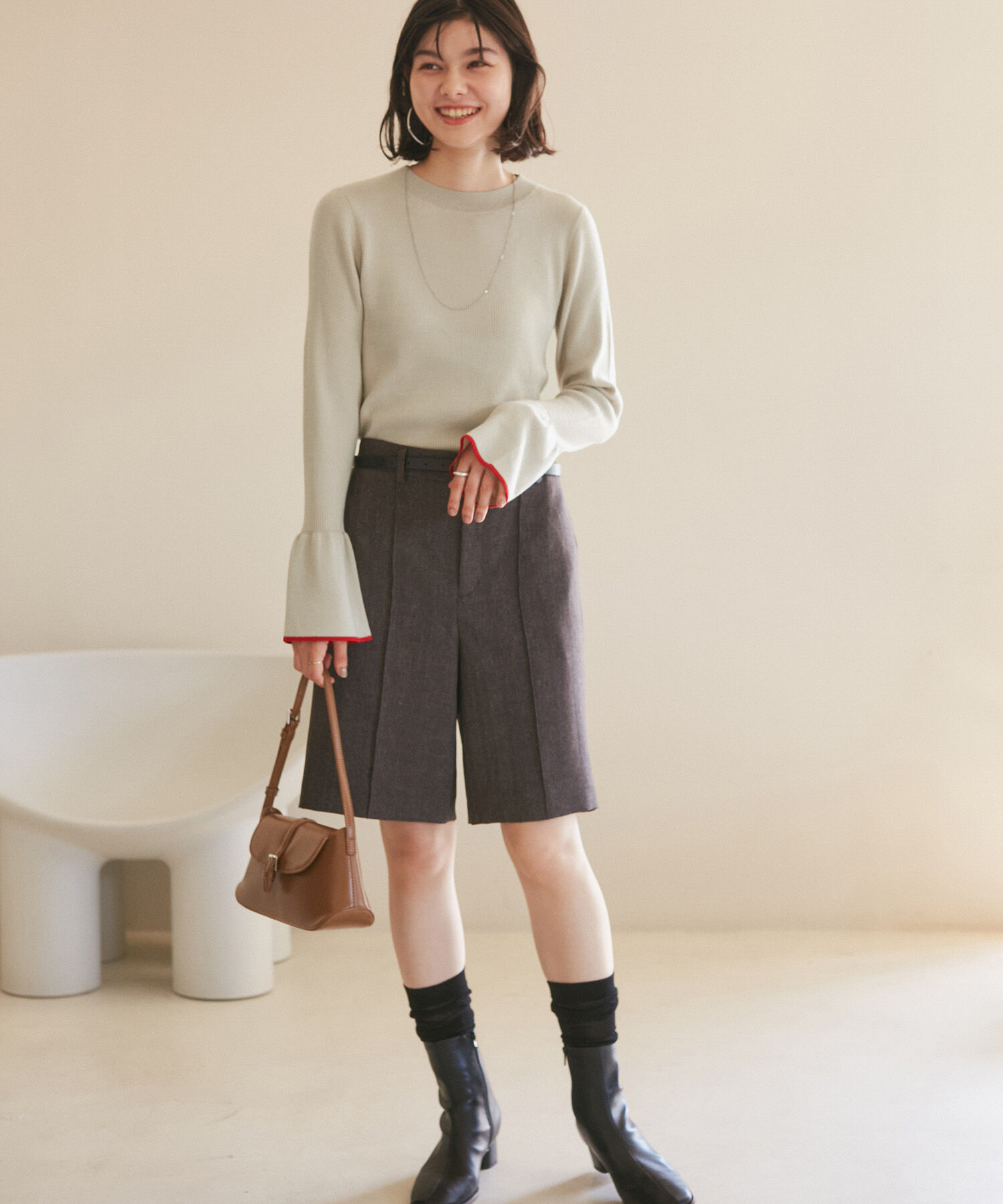 Rope&rsquo;Picnic「【WEB限定】袖フレアニットプルオーバー/アンチピリング・帯電防止・洗濯機OK」|ニット・セーター|