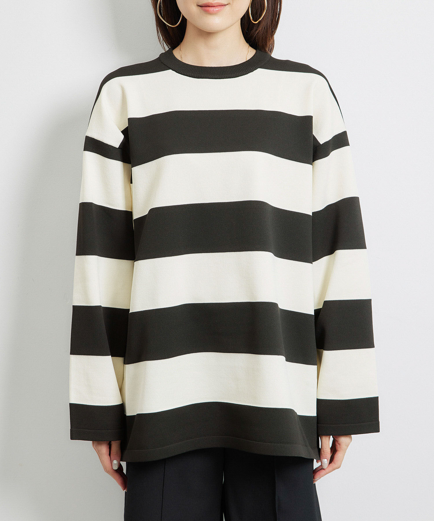 Rope&rsquo;Picnic「太ボーダーニットプルオーバー」|ニット・セーター|