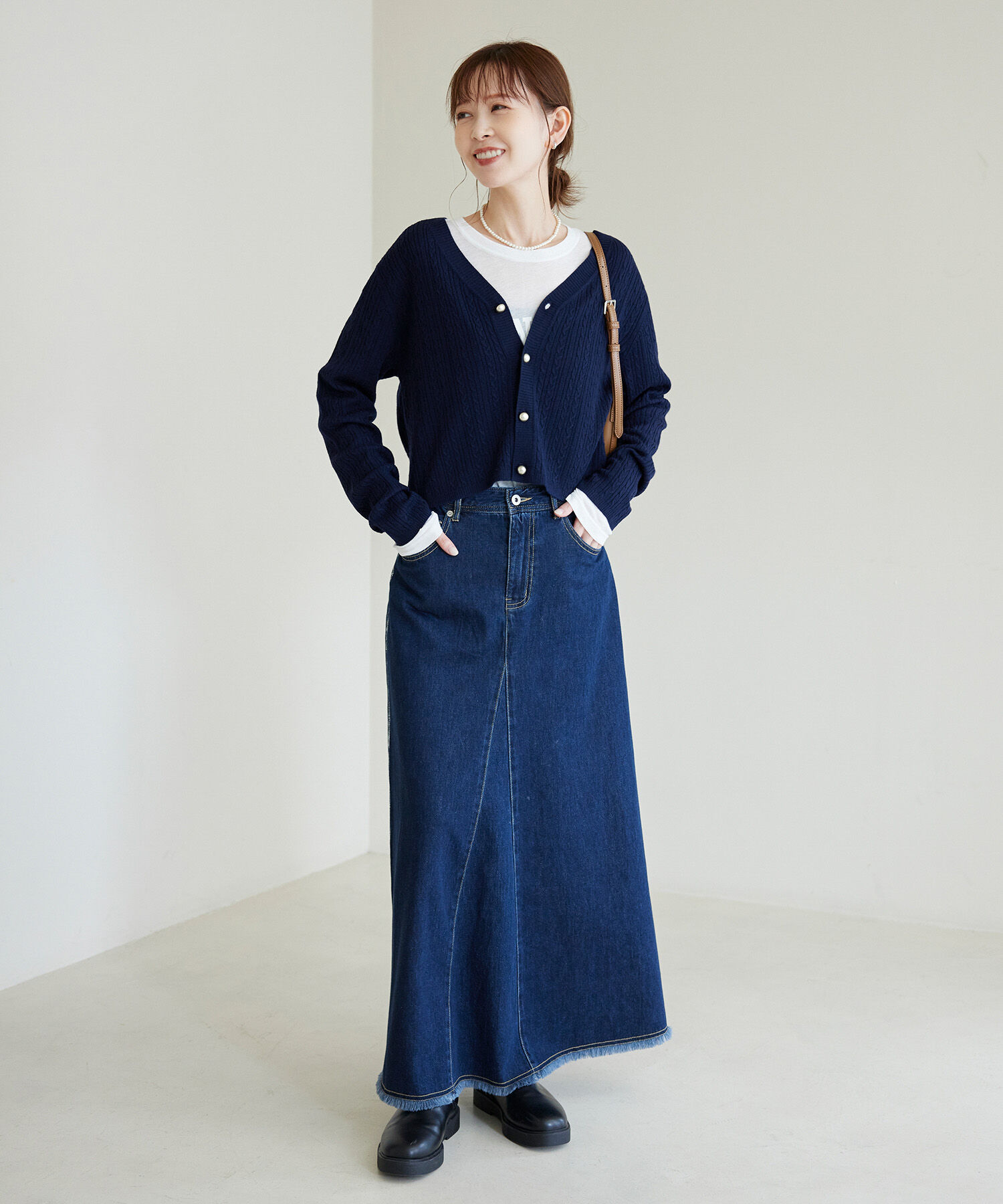 Rope&rsquo;Picnic「ケーブル編みショート丈ニットカーディガン」|カーディガン|