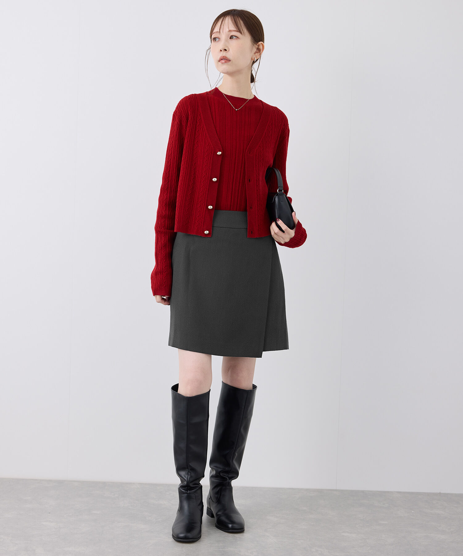 Rope&rsquo;Picnic「ケーブル編みショート丈ニットカーディガン」|カーディガン|