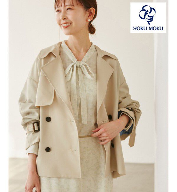 Rope&rsquo;Picnic「【YOKU MOKU/ヨックモック&times;ROPE' PICNIC】ショートトレンチコート/撥水・花粉ガード」|トレンチコート|ベージュ