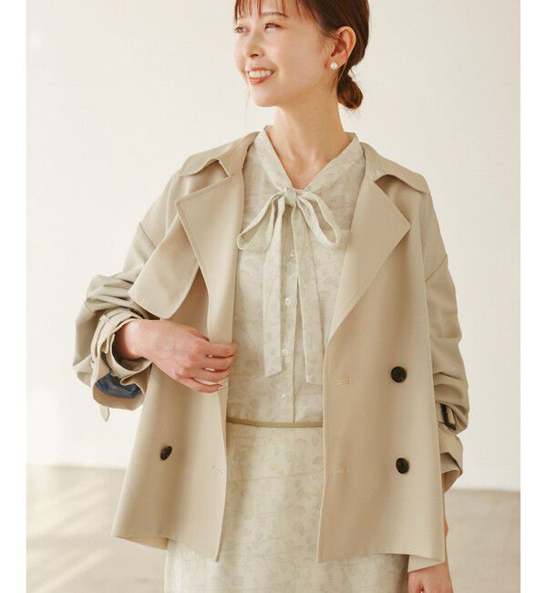 Rope&rsquo;Picnic「【YOKU MOKU/ヨックモック&times;ROPE' PICNIC】ショートトレンチコート/撥水・花粉ガード」|トレンチコート|