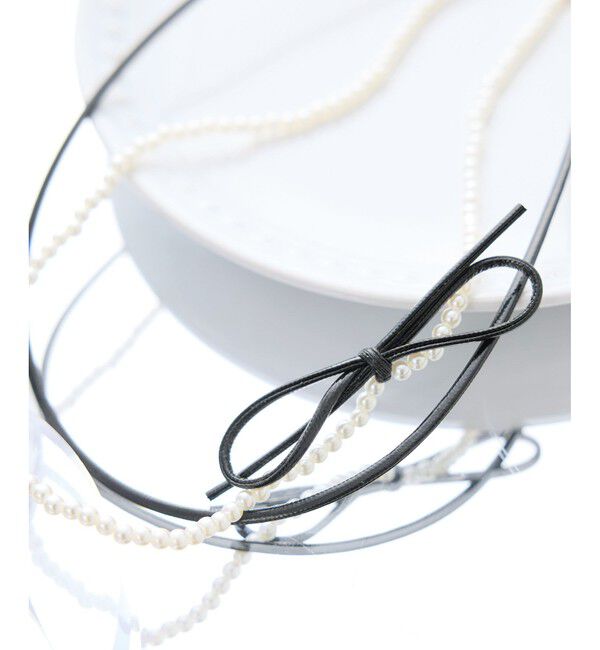 ROPE PICNIC PASSAGE「コードリボン&times;パール2連ショートネックレス」|ネックレス|クロメイン