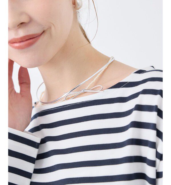 ROPE PICNIC PASSAGE「コードリボン&times;パール2連ショートネックレス」|ネックレス|