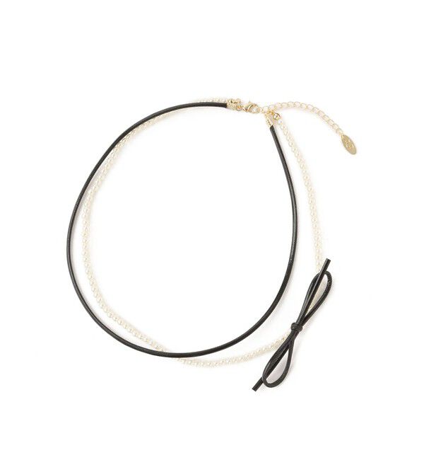 ROPE PICNIC PASSAGE「コードリボン&times;パール2連ショートネックレス」|ネックレス|