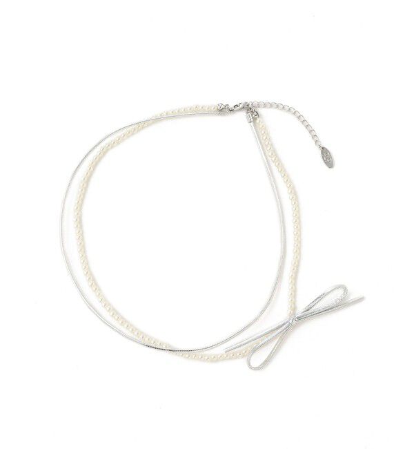 ROPE PICNIC PASSAGE「コードリボン&times;パール2連ショートネックレス」|ネックレス|