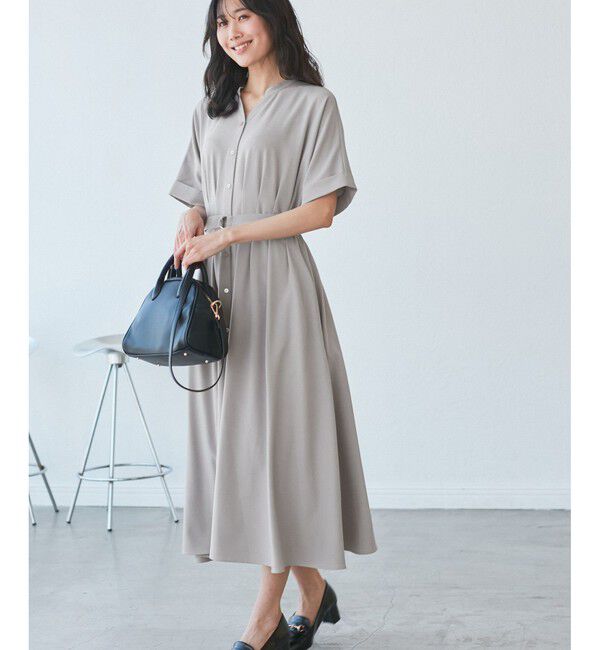 Rope&rsquo;Picnic「【3サイズ展開】シャツコンシャス半袖ワンピース」|ワンピース|ライトグレー