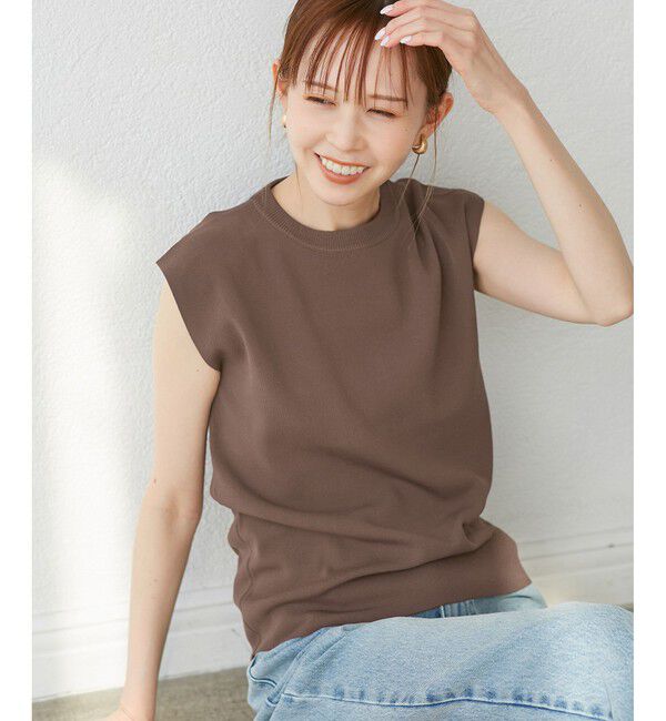 Rope&rsquo;Picnic「【UVカット・接触冷感・イージーケア】八方映えニット ゼロスリーブニットプルオーバー」|ニット・セーター|