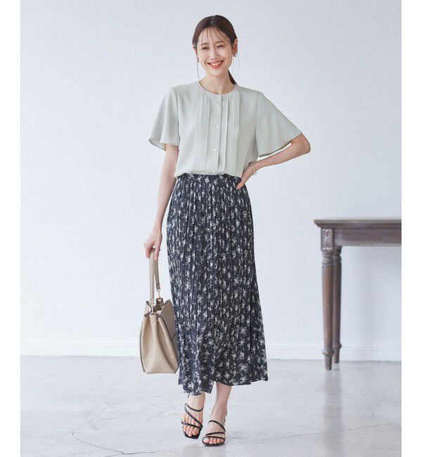 Rope&rsquo;Picnic「多機能ランダムタックハーフスリーブブラウス / 通勤にも」|シャツ・ブラウス|