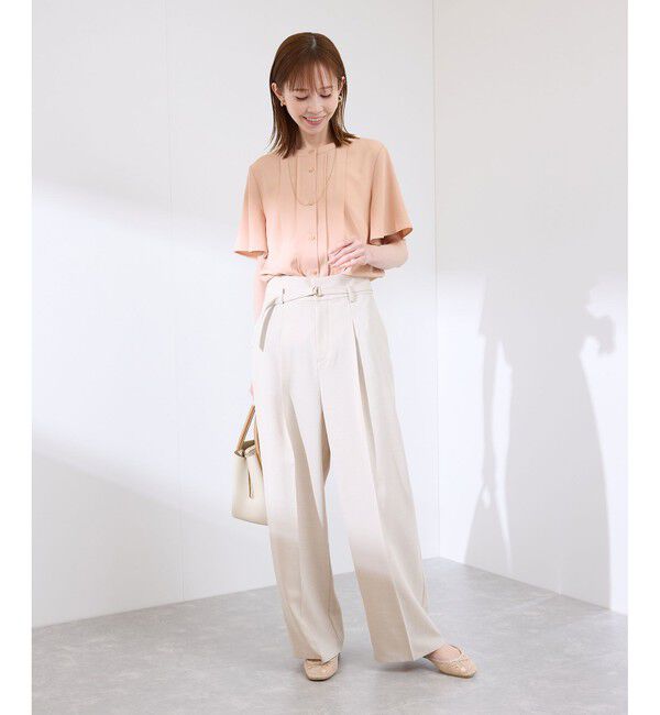 Rope&rsquo;Picnic「多機能ランダムタックハーフスリーブブラウス / 通勤にも」|シャツ・ブラウス|