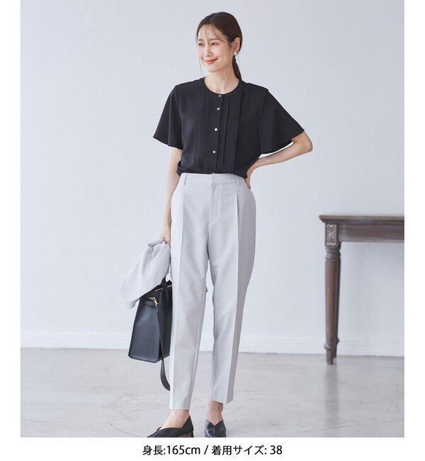 Rope&rsquo;Picnic「多機能ランダムタックハーフスリーブブラウス / 通勤にも」|シャツ・ブラウス|